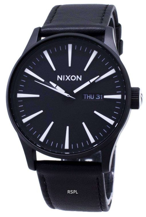 ニクソン石英歩哨黒革 A105-005-00 メンズ腕時計