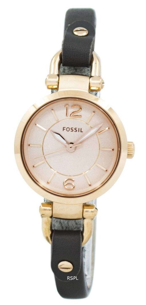 化石ジョージア ローズ ダイヤル グレー革 ES3862 レディース腕時計