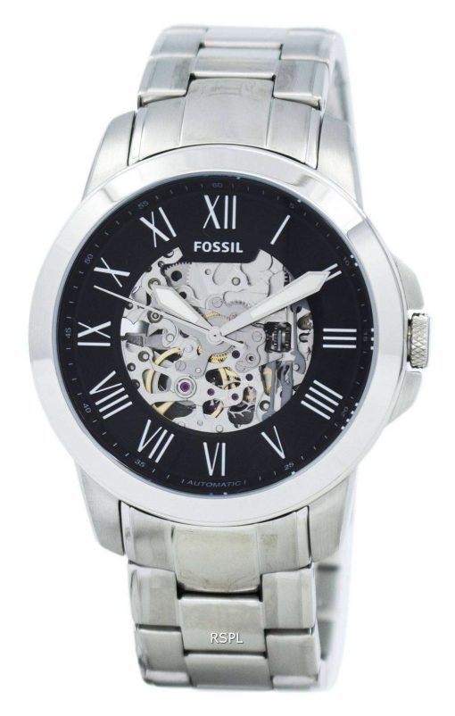 化石を与える自動黒スケルトン ダイヤル ME3103 メンズ腕時計