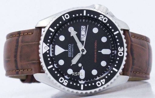 セイコー自動ダイバーズ 200 M 比茶色の革 SKX007K1 LS7 メンズ腕時計