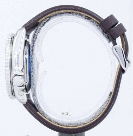 セイコー自動ダイバーズ 200 M 比ダークブラウン レザー SKX009K1 LS11 メンズ腕時計