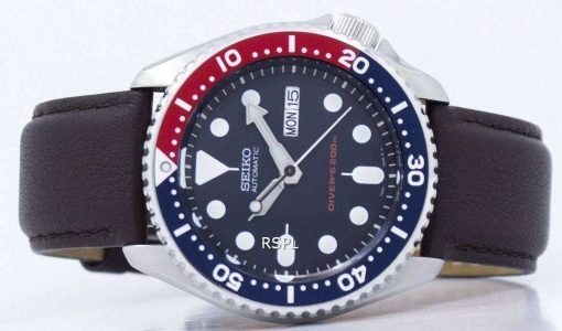 セイコー自動ダイバーズ 200 M 比ダークブラウン レザー SKX009K1 LS11 メンズ腕時計