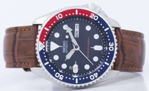 セイコー自動ダイバーズ 200 M 比茶色の革 SKX009K1 LS7 メンズ腕時計