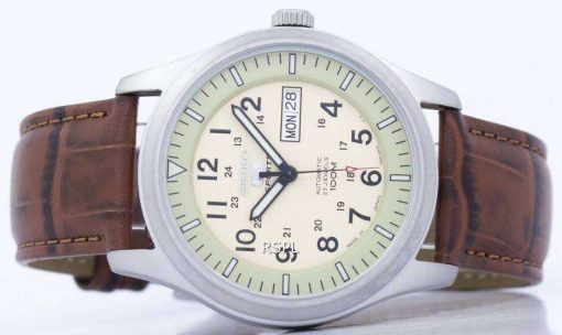 セイコー 5 スポーツ軍事自動日本製比茶色の革 SNZG07J1 LS7 メンズ腕時計