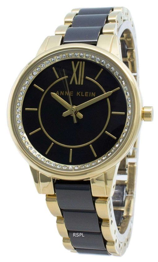 アンクライン3344BKGBダイヤモンドアクセントクォーツレディース腕時計