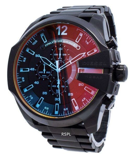 改装されたディーゼルメガチーフブラックイオンメッキブラウンダイヤルDZ4318メンズ腕時計