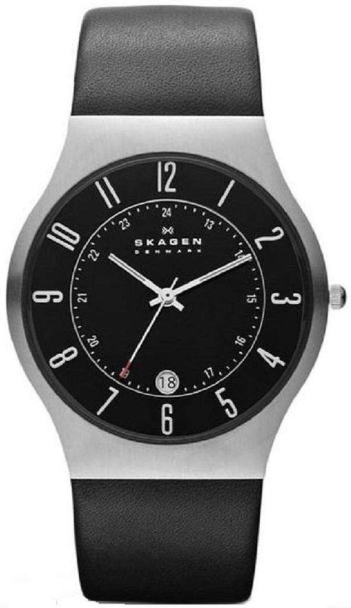 スカーゲン グレーネン クラシック ブラック ダイアル ブラック レザー 233XXLSLB メンズ腕時計