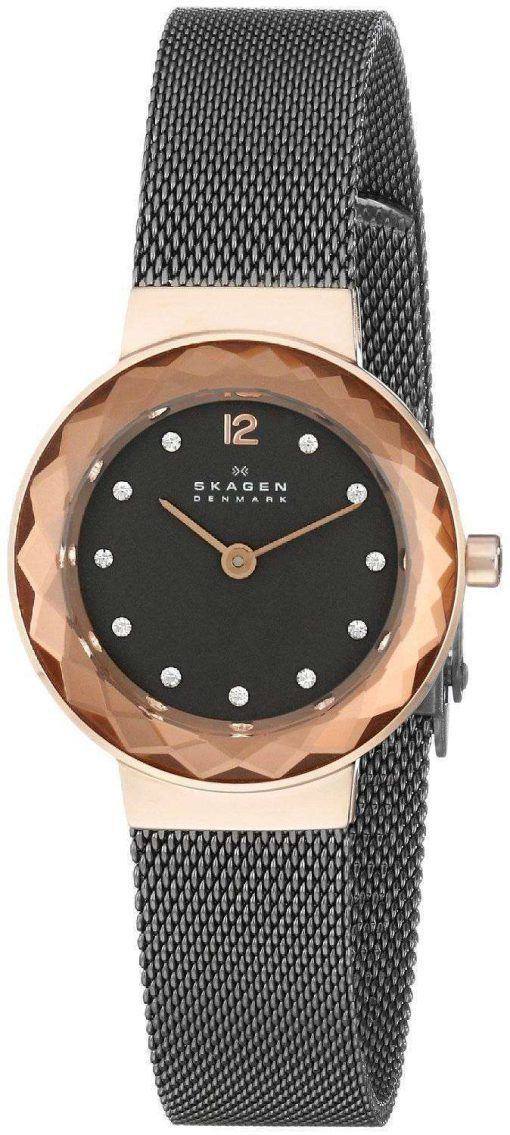 スカーゲン レオノーラ黒マザーオブ パール ダイヤル炭 IP 456SRM レディース腕時計