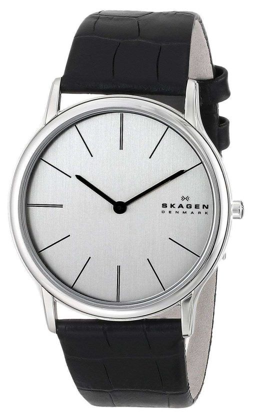 スカーゲン テオドール ・ シルバー ダイアル ブラック レザー 858XLSLC メンズ腕時計