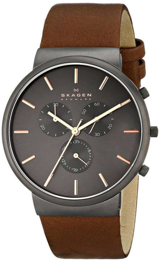 スカーゲンの支えクロノグラフ ブラウン レザー SKW6106 メンズ腕時計
