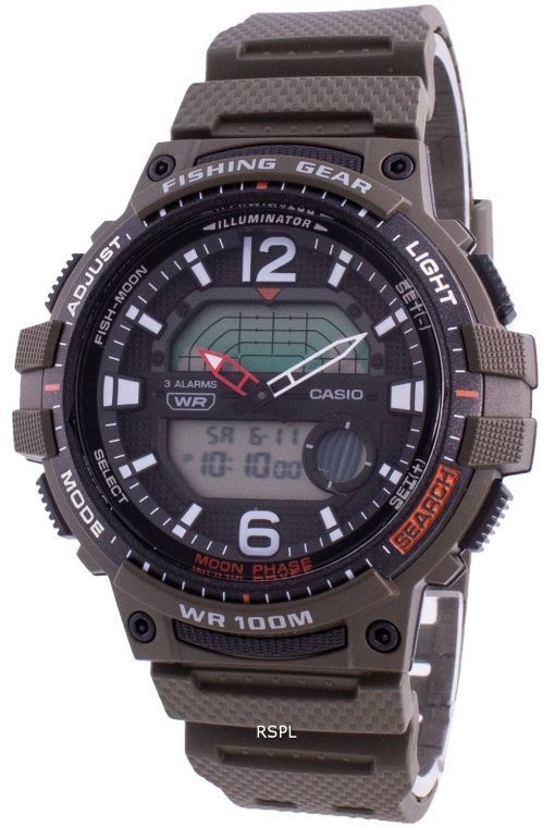 カシオユースWSC-1250H-3AVクォーツムーンフェイズメンズ腕時計