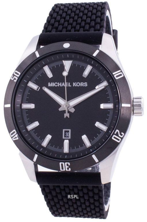 Michael Kors Layton Black Dial Silicone Strap Quartz MK8819 Men's Watch