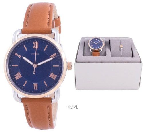 Fossil Copeland Blue Dial Quartz ES4913SET With Gift Set Women's Watch