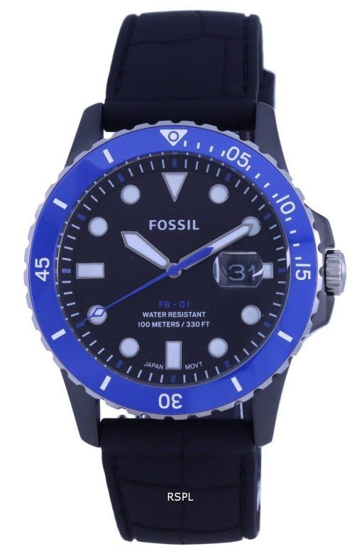 FossilJFB-01ブラックダイヤルシリコンストラップクォーツCE5023100Mメンズウォッチ