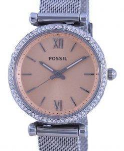 FossilCarlieミニクリスタルアクセントピンクダイヤルクォーツES5088レディースウォッチ