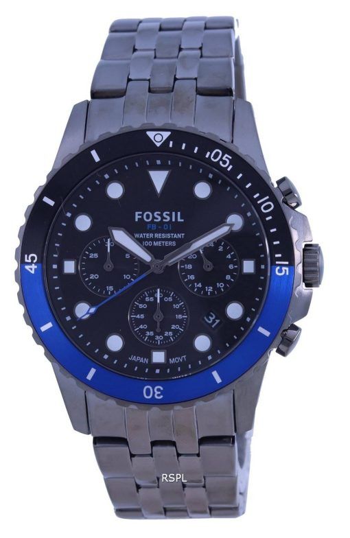 FossilFB-01クロノグラフスモークステンレススチールクォーツFS5835100Mメンズウォッチ