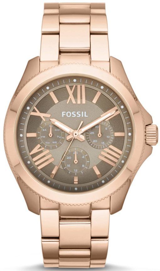 化石セシル多機能ローズ ゴールド トーン ブラウン AM4533 レディース腕時計