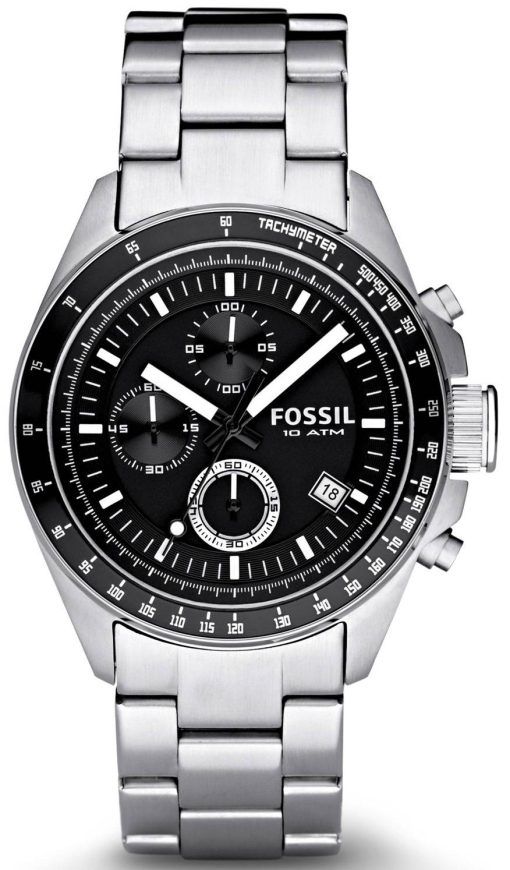 化石デッカー クロノグラフ ブラック ダイヤル CH2600 メンズ腕時計