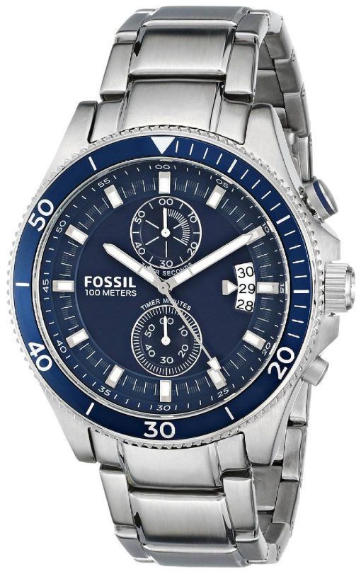 化石ウェイク フィールド クロノグラフ ブルー ダイヤル ステンレス鋼 CH2937 メンズ腕時計
