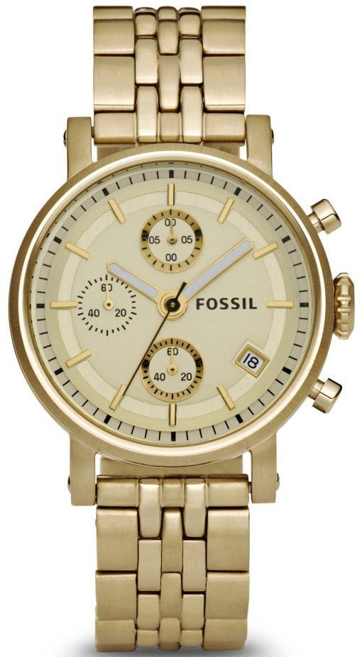 化石のボーイ フレンド クロノグラフ シャンパン ダイヤル ES2197 レディース腕時計