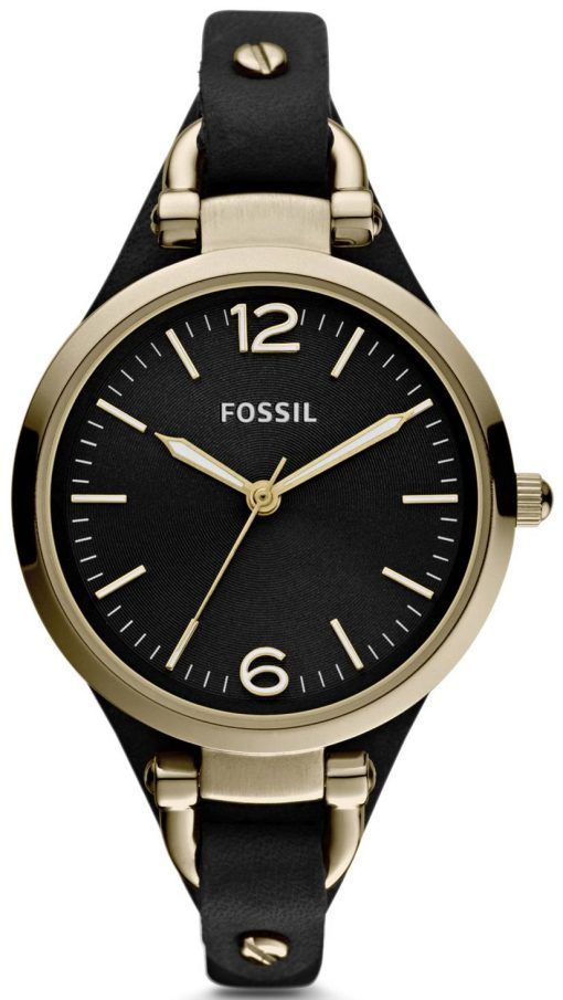 化石ジョージア ブラック ダイヤル ゴールド トーン ES3148 レディース腕時計