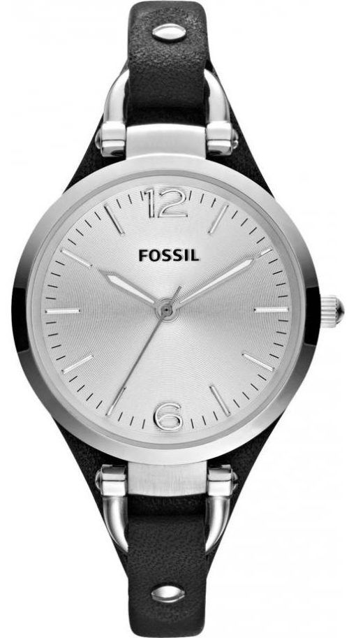 化石グルジア水晶黒革ストラップ ES3199 レディース腕時計