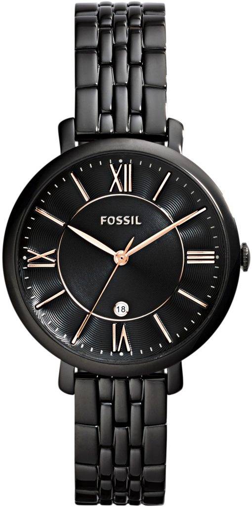 化石ジャクリーン クオーツ ブラック ダイヤル ブラック イオンめっき ES3614 レディース腕時計