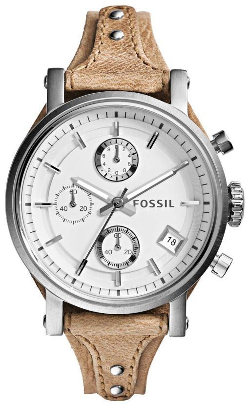 化石元ボーイ フレンド クロノグラフ ホワイト ダイヤル ES3625 レディース腕時計