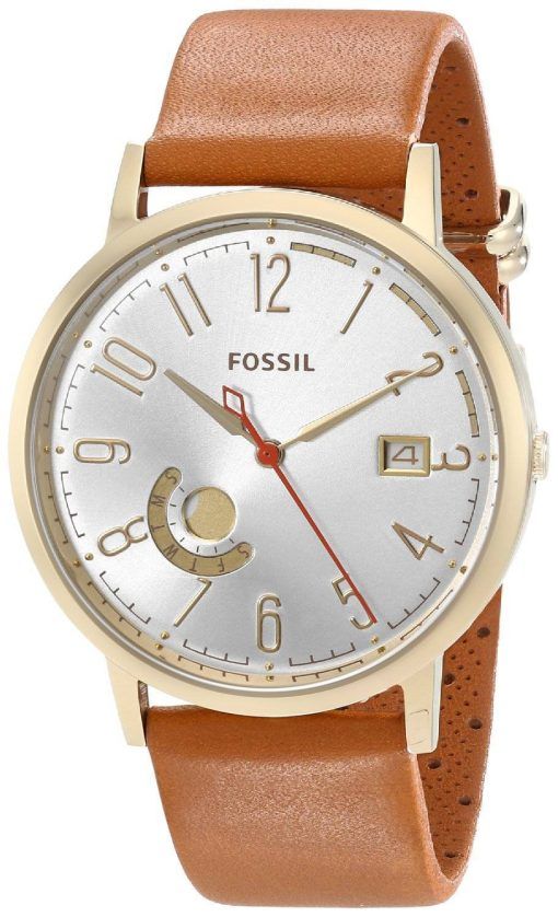化石ヴィンテージ ミューズ水晶シルバー ダイヤル砂革 ES3751 レディース腕時計