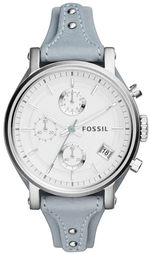 化石元ボーイ フレンド クロノグラフ ホワイト シルバー ダイヤル ES3820 レディース腕時計