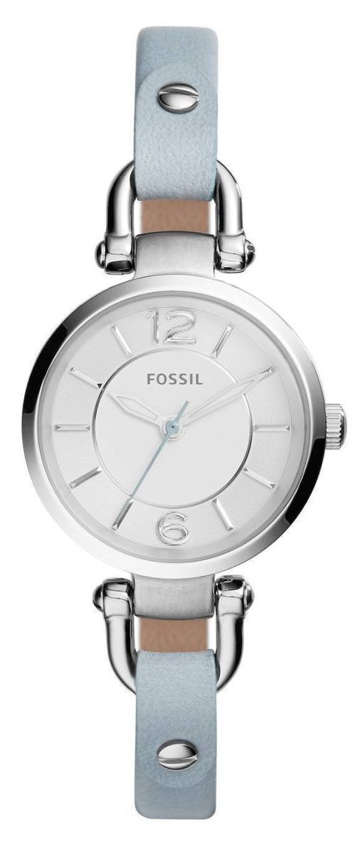 化石グルジア ミニ水晶スモーキー ブルー革ストラップ ES3822 レディース腕時計