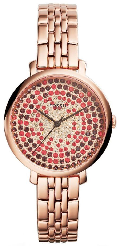 化石ジャクリーン ローズ ゴールド メッキ結晶舗装ダイアル ES3900 レディース腕時計