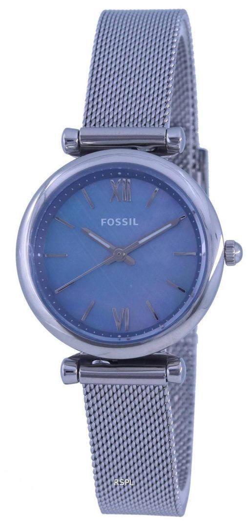 FossilCarlieミニブルーマザーオブパールダイヤルステンレススチールクォーツES5083レディースウォッチ