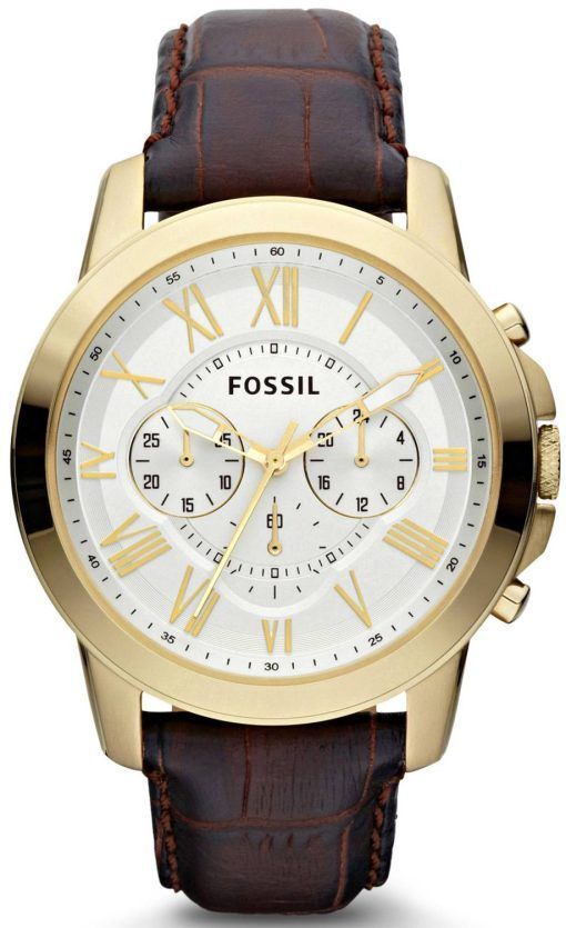 化石を与えるクロノグラフ ブラウン クロコ型押しレザー ストラップ FS4767 メンズ腕時計