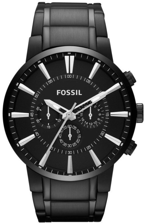 化石町民クロノグラフ ブラック IP ステンレス鋼 FS4778 メンズ腕時計