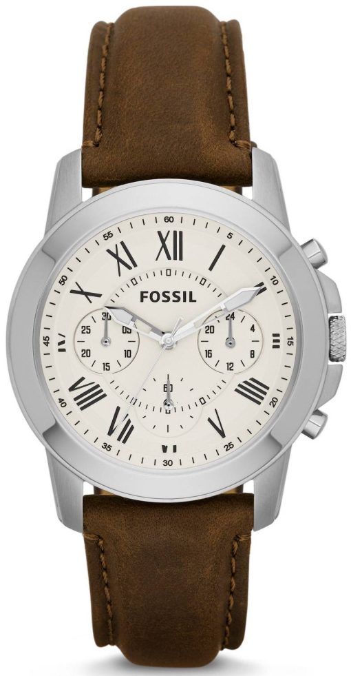 化石を与えるクロノグラフ ブラウンレザース トラップ FS4839 メンズ腕時計