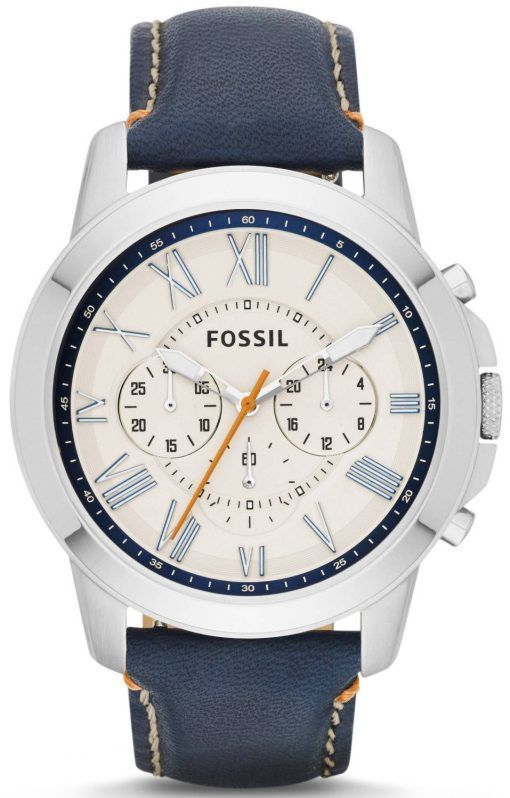 化石を与えるクロノグラフ ブルー革 FS4925 メンズ腕時計