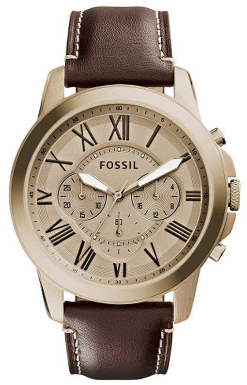 化石を与えるクロノグラフ ゴールド トーン ダイアル ブラウン レザー FS5107 メンズ腕時計