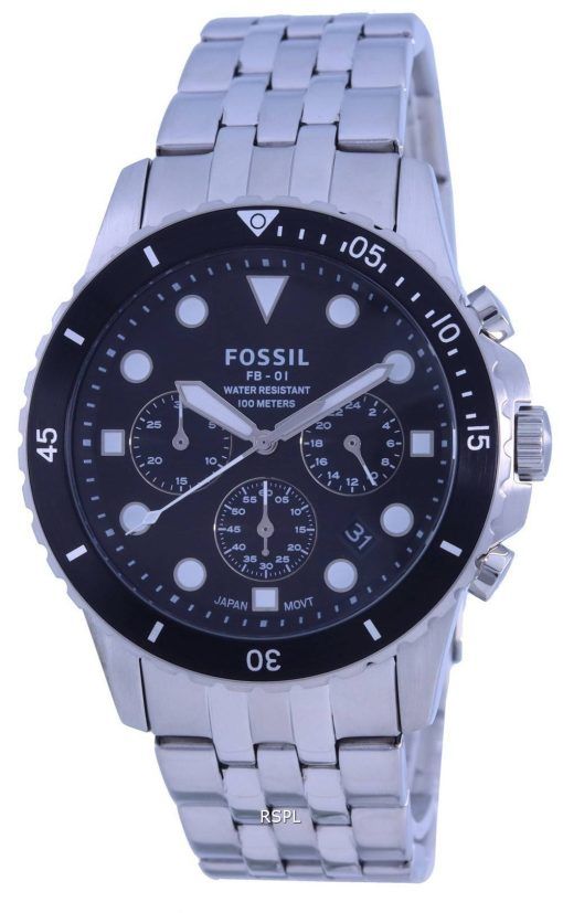 FossilFB-01クロノグラフブラックダイヤルステンレススチールクォーツFS5837100Mメンズウォッチ