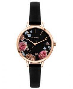 Oui＆MeプチフルーレットブラックダイヤルレザーストラップクォーツME010097レディースウォッチ