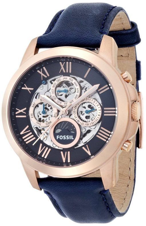 化石を与える自動ブルー スケルトン ダイアル ブルーレザー ME3029 メンズ腕時計