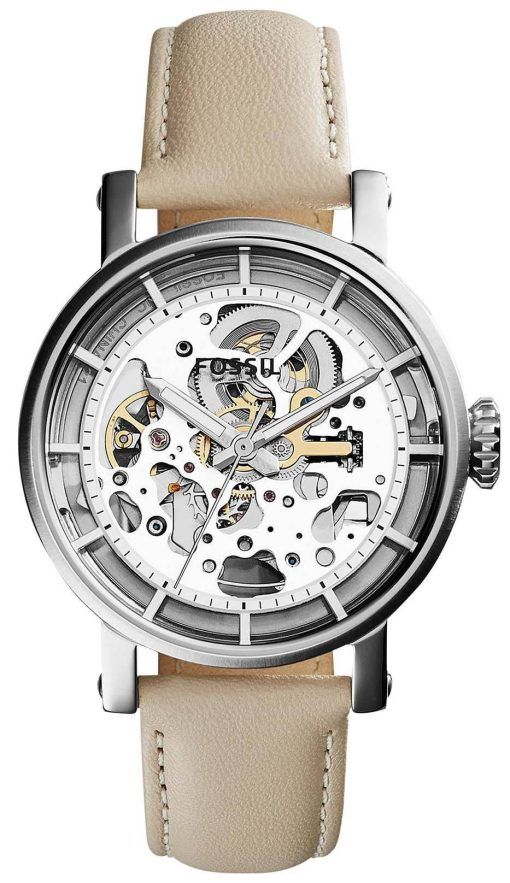 化石元ボーイ フレンド自動スケルトン ダイヤル ベージュ レザー ME3069 レディース腕時計