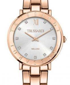 TrussardiT-VisionクリスタルアクセントシルバーダイヤルクォーツR2453115509レディースウォッチ