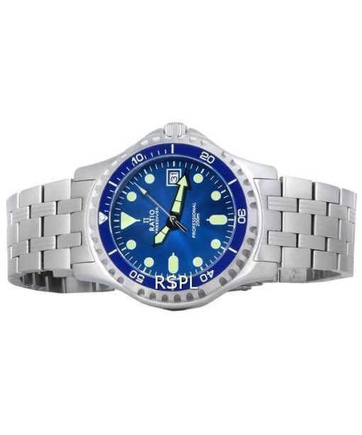 レシオ フリーダイバー プロフェッショナル サファイア ブルー サンレイ ダイヤル クォーツ RTF007 200 M メンズ腕時計 ja