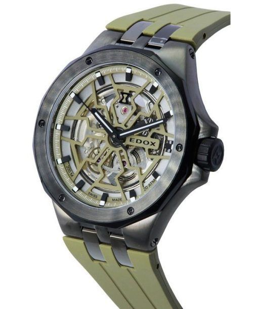 エドックス デルフィン メカノ グリーン スケルトン ダイヤル 自動ダイバーズ 85303357GNCAVVONB 200M メンズ腕時計