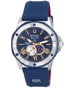 ブローバ マリンスター オープンハート ブルー文字盤 自動巻き ダイバーズ 98A282 200M メンズ 腕時計