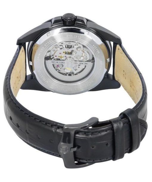 ブローバ クラシック サットン レザー ストラップ シルバー スケルトン ダイヤル 自動巻き 98A304 100M メンズ腕時計