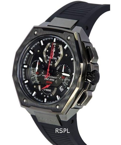 ブローバ プレシジョニスト X クロノグラフ ブラック ダイヤル クォーツ ダイバーズ 98B358 300M メンズ腕時計 ja
