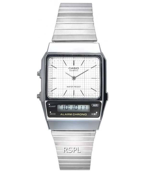 カシオ ヴィンテージ アナログ デジタル ホワイト ダイヤル クォーツ AQ-800E-7A AQ800E-7 ユニセックス 腕時計 ja