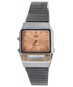 カシオ ヴィンテージ アナログ デジタル ステンレススチール サーモン ダイヤル クォーツ AQ-800ECGG-4A ユニセックス腕時計